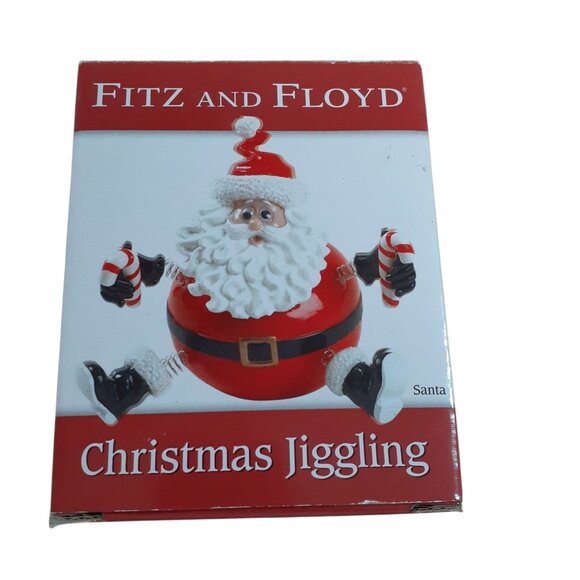Fitz and Floyd Christmas Holiday Jiggling Santa Figurine New in Box - Picture 1 of 8